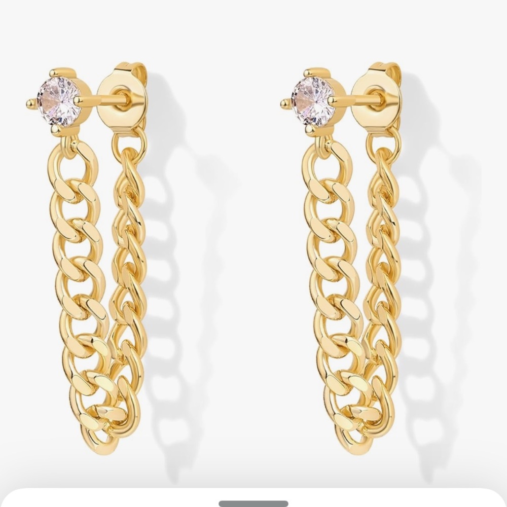 PAVOI 18K Gold Plated Sterling Silver Dangle Chain Earrings